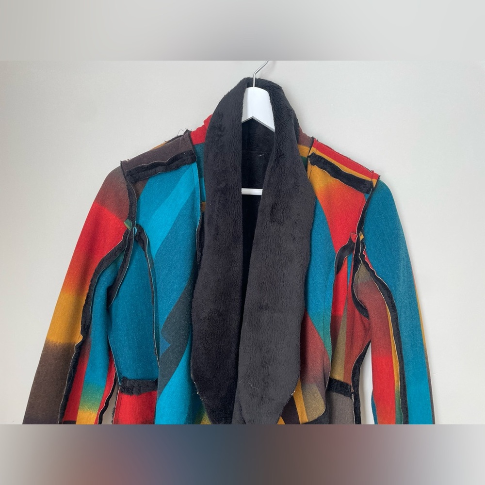 Adore Multi Color Patch Work Fleece Lined Jacket … - image 4